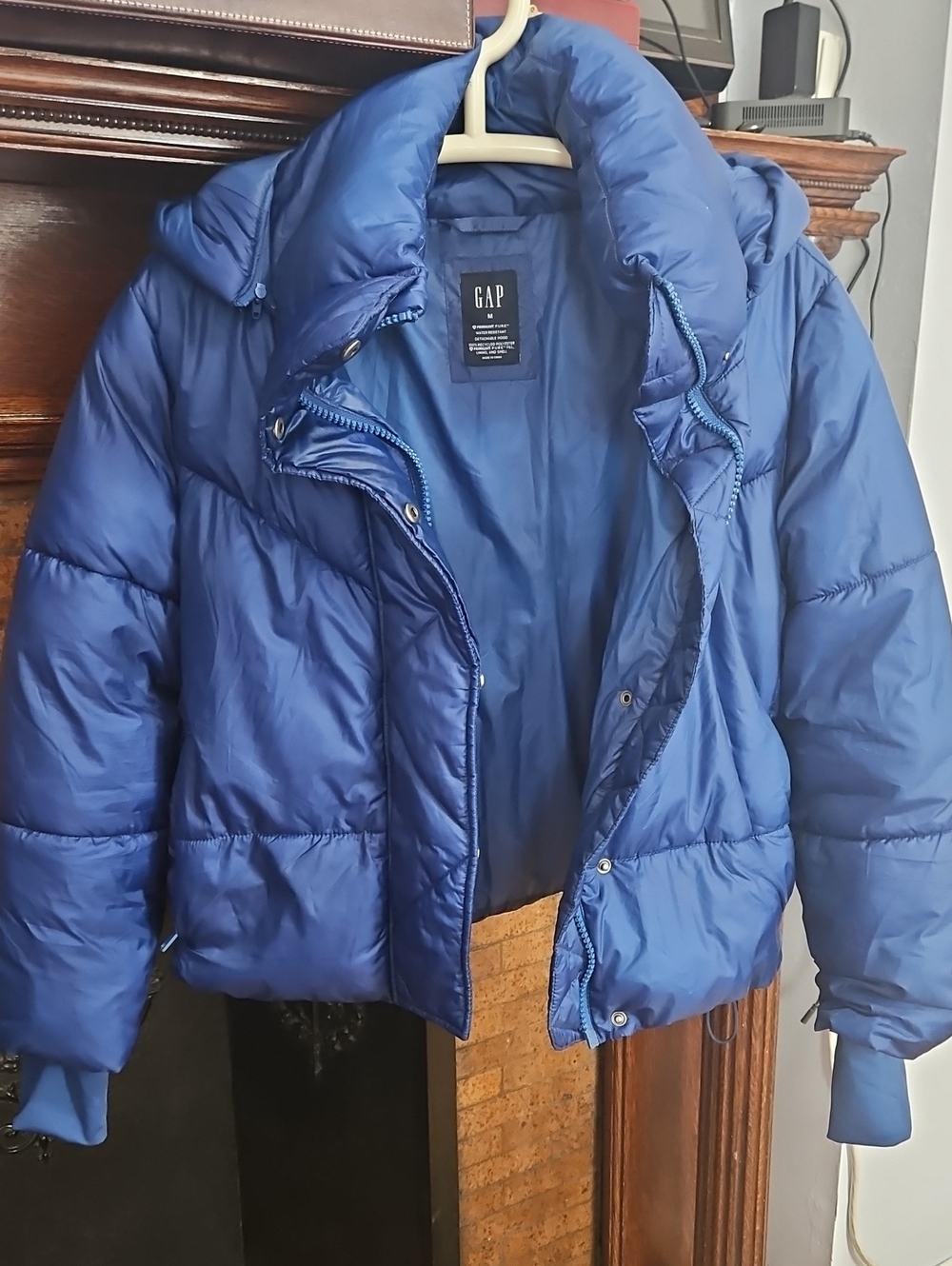 GAP Royal Blue Women's Puffer Jacket with High Collar